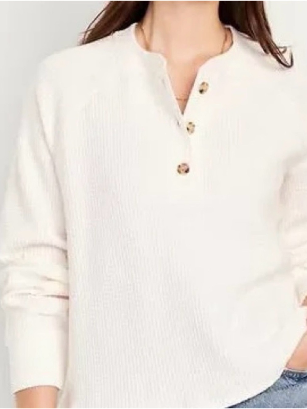 Old Navy Cream Henley Pullover Sweater